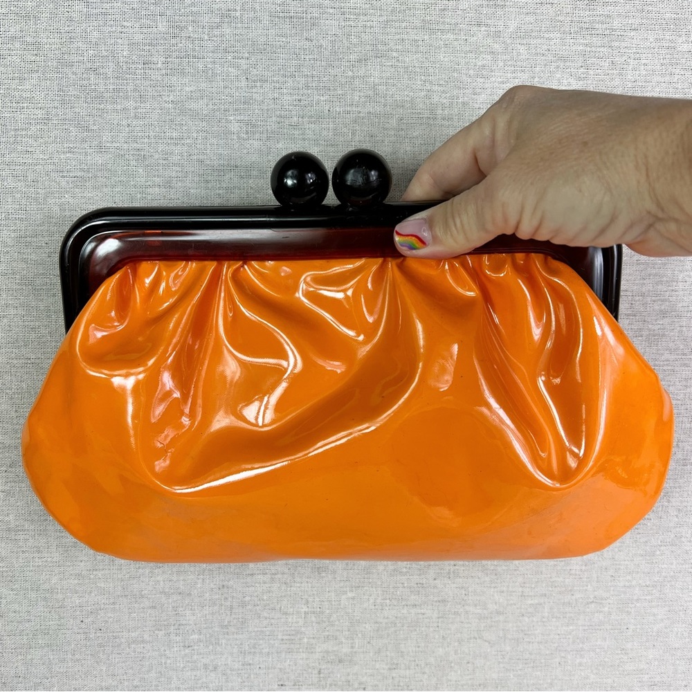 VINTAGE NWT Carla Marchi Italian made vinyl purse with faux tortoiseshell clasp - Picture 4 of 7